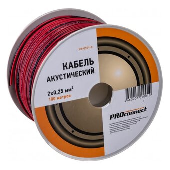  Кабель акустический PROconnect 01-6101-6 2х0,25мм² красно-черный 100м 
