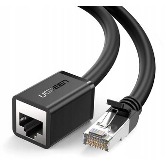  Кабель UGREEN NW112 11278 Cat 6 F/UTP Ethernet RJ45 Extension Male/Female Patch Cords 0.5m Black 