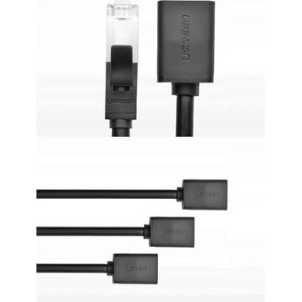 Кабель UGREEN NW112 11278 Cat 6 F/UTP Ethernet RJ45 Extension Male/Female Patch Cords 0.5m Black 