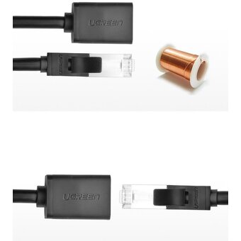  Кабель UGREEN NW112 11278 Cat 6 F/UTP Ethernet RJ45 Extension Male/Female Patch Cords 0.5m Black 