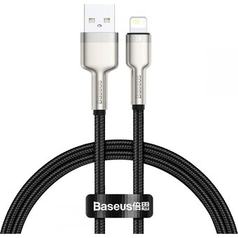  Дата-кабель Baseus Cafule (CALJK-01) Metal USB to IP 2.4A 0.25m Black 