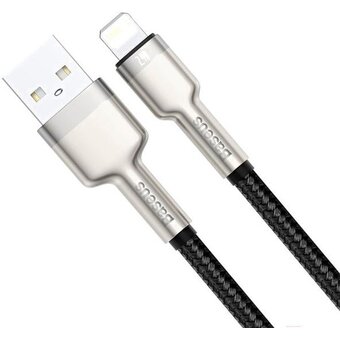  Дата-кабель Baseus Cafule (CALJK-01) Metal USB to IP 2.4A 0.25m Black 
