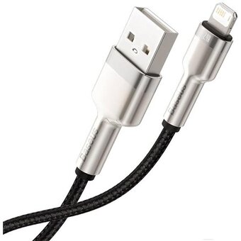  Дата-кабель Baseus Cafule (CALJK-01) Metal USB to IP 2.4A 0.25m Black 