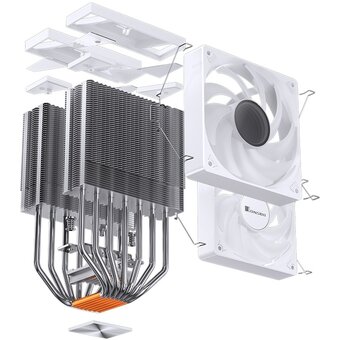  Кулер JONSBO CR-3000 ARGB White LGA20XX/1700/1200/115X/AM5/AM4 (TDP 260W, PWM, 2 x 120mm Black Fan, 7 тепловых трубок, медная база, белый) 