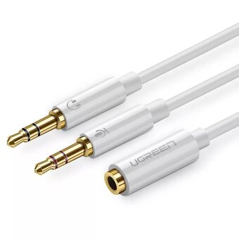  Кабель UGREEN AV140 20897 3.5mm Female to 2 Male Audio Cable ABS Case 20 сm White 