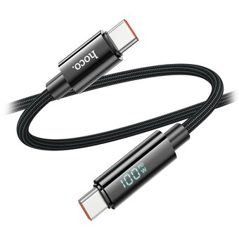  Дата-кабель HOCO U125 Benefit 100W charging data cable with display Type-C + Type-C черный 