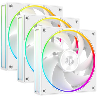  Вентилятор ID-COOLING AF-127-ARGB-W Trio (3 in 1) 120x120x27мм (PWM, резиновые углы, белый, 500-2000об/мин) BOX 