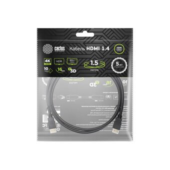  Кабель аудио-видео Cactus CS-HDMI.1.4-1.5 HDMI (m)/HDMI (m) 1.5м черный 