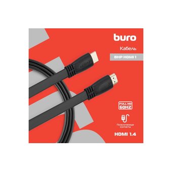  Кабель аудио-видео Buro BHP HDMI 1 Flat HDMI (m)/HDMI (m) 1м черный 