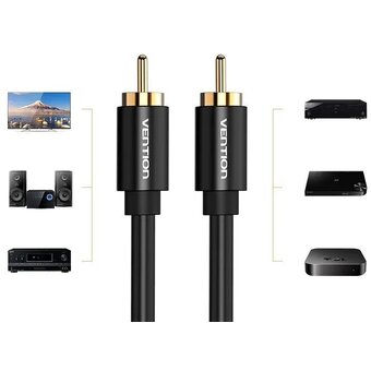  Кабель аудио Vention VAB-R09-B200 RCA M/RCA M 2м чёрный 