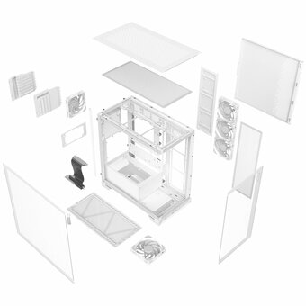  Корпус XPG Invader X White (INVADERXMT-WHCWW) Mid-Tower Gaming ATX PC Case with Panoramic View, Tempered Glass Panels, and RGB Lighting Black 