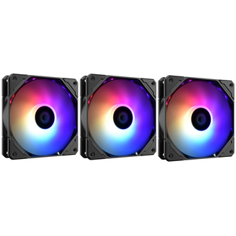  Вентилятор ID-COOLING TF-12025-Pro-ARGB Trio (3 in 1) 120x120x25мм (PWM, резиновые углы, ARGB, 500-1800об/мин) Box 