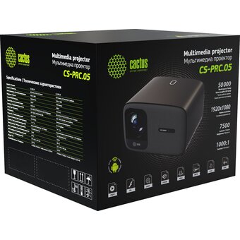  Проектор Cactus CS-PRC.05B.WUXGA-A Full HD-A LCD 7200Lm LS 720Lm ANSI (1920x1080) 1000:1 ресурс лампы:50000часов 2xUSB typeA 2xHDMI 1.78кг 