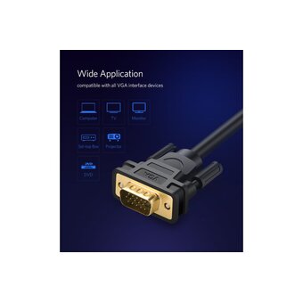  Кабель UGREEN VG101 11646 VGA Male to Male Cable 2m Black 