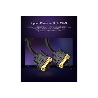  Кабель UGREEN VG101 11646 VGA Male to Male Cable 2m Black 