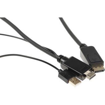  Кабель аудио-видео Buro HDMI (m)/DisplayPort (m) 3м (HDMI-DP-3M) Позолоченные контакты черный 