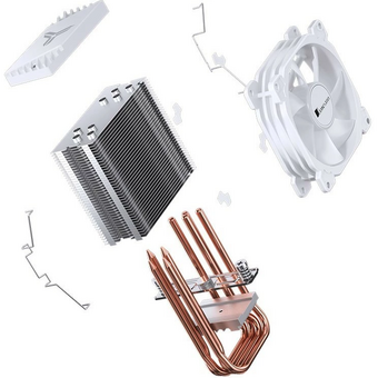  Кулер JONSBO CR-1400 E White LGA1700/1200/115X/AM5/AM4 (TDP 180W, PWM, 92mm Dynamic Multi-Color LED Fan, 4 тепловые трубки, белый, 4-pin) 