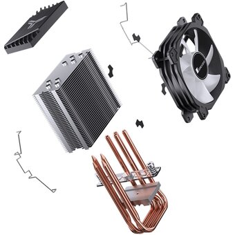  Кулер JONSBO CR-1400 E Black LGA1700/1200/115X/AM5/AM4 (TDP 180W, PWM, 92mm Dynamic Multi-Color LED Fan, 4 тепловые трубки, 4-pin) Retail 