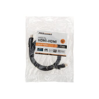 Кабель Proconnect 17-6205-6 HDMI-HDMI gold 3m с фильтрами PE bag 