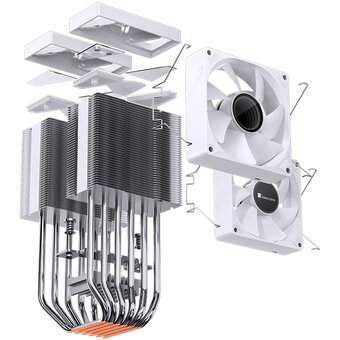 Кулер JONSBO CR-1400 DV2 White LGA1700/1200/115X/AM5/AM4 (TDP 220W, PWM, 92mm ARGB Fan*2, 6 тепловых трубкок, белый, 4-pin) Retail 