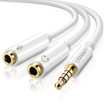  Кабель UGREEN AV141 10789 3.5mm male to 2 Female Audio Cable ABS Case White 