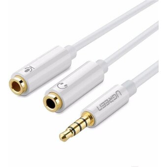  Кабель UGREEN AV141 10789 3.5mm male to 2 Female Audio Cable ABS Case White 