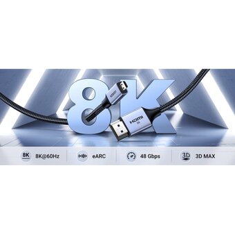  Кабель UGREEN HD164 (15517) Micro HDMI to HDMI 8K Cable 2m Space Gray 