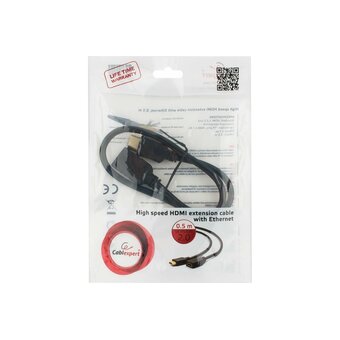  Кабель удлинитель Cablexpert CC-HDMI4X-0.5M HDMI v2.0 19M/19F 0.5 м черный экран 