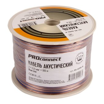  Кабель акустический PROconnect 01-6201-6 2х0,25мм² прозрачный BlueLine 100м 