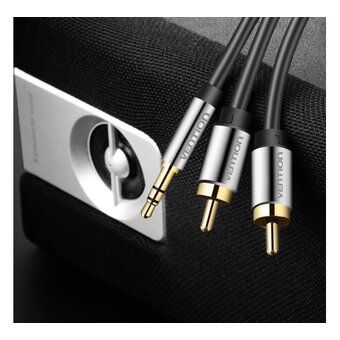  Кабель аудио Vention P550AC200-S Jack 3,5 mm M/2RCA M 2м черный 