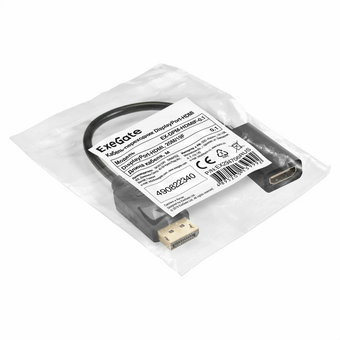  Кабель-переходник ExeGate EX-DPM-HDMIF-0.1 EX294706RUS DisplayPort-HDMI 20M/19F 0,1м 