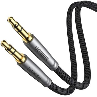  Кабель UGREEN AV150 70899 3.5mm Male to Male Alu Case Braid Audio Cable 2m Silver Gray 