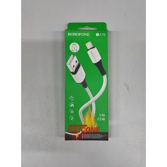  УЦ Дата-кабель BOROFONE BX79 silicone charging data cable Lightning 1м белый (плохая упаковка) 