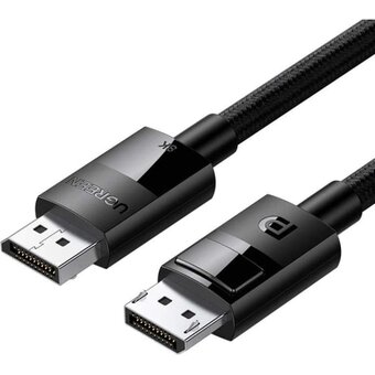  Кабель UGREEN DP114 80391 DP 1.4 Male to Male Plastic Case Braided Cable 1,5m Black 
