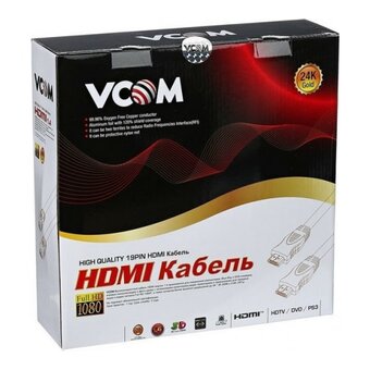  Кабель VCOM CG525D-R-15.0 HDMI(19M)-HDMI(19M) v2.0 4K, 15 м, черный/красный 