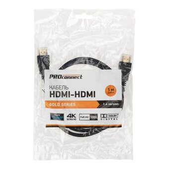  Кабель PROconnect 17-6202-6 HDMI-HDMI 1.4, 1м Gold 