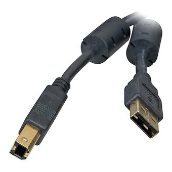  Кабель 5bites UC5010-018A USB2.0, AM/BM, зол.разъемы, ферр.кольца, 1.8м, черный 