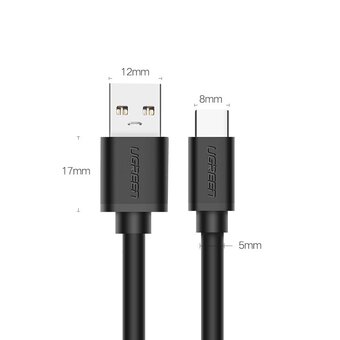  Кабель UGREEN US184 20882 USB 3.0 A Male to Type C Male Cable Nickel Plating 1m Black 
