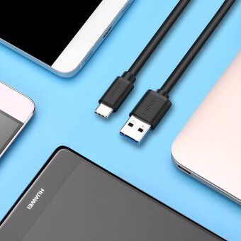  Кабель UGREEN US184 20882 USB 3.0 A Male to Type C Male Cable Nickel Plating 1m Black 