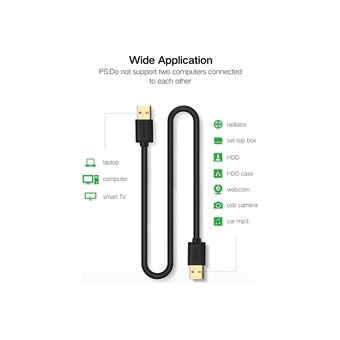  Кабель UGREEN US102 10309 USB 2.0 A Male to A Male Cable 1m Black 