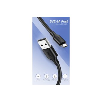  Кабель UGREEN US289 60138 USB 2.0 A to Micro USB Cable Nickel Plating 2m Black 