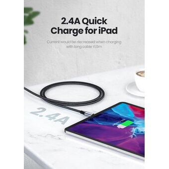  Кабель UGREEN US199 60157 Lightning to USB-A 2.0 Cable 1.5m Black 