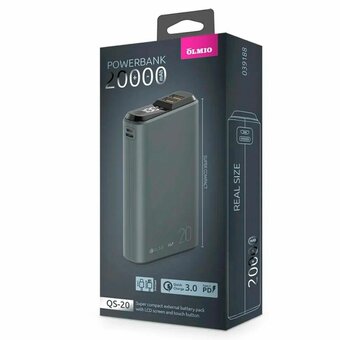  Внешний АКБ OLMIO QS-20 20000mAh 22.5W темно серый 