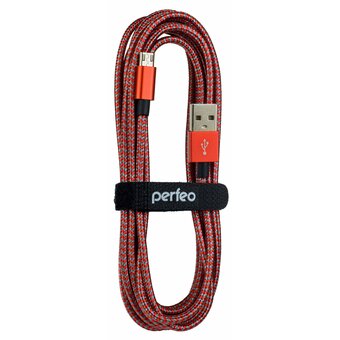  Кабель Perfeo U4804 USB2.0 A вилка - Micro USB вилка красно-белый 3м 