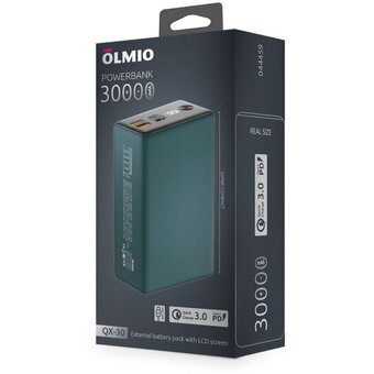  Внешний АКБ OLMIO QX-30 30000mAh 22.5W темно-зеленый 