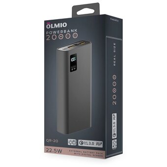  Внешний АКБ OLMIO QR-20 20000mAh 22.5W серый 