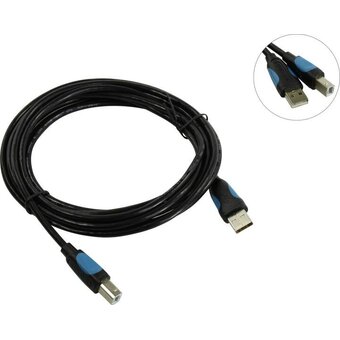  Кабель Vention VAS-A16-B300 USB 2.0 AM/BM 3м черный 