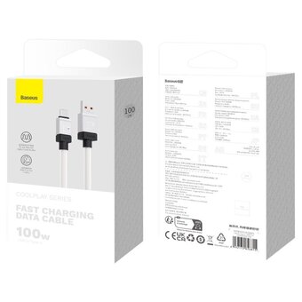  Дата-кабель Baseus CoolPlay (CAKW000202) Fast Charging Type-C to Type-C 100W 1m White 