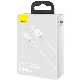  Дата-кабель Baseus Superior (CALYS-02) Fast Charging USB to iP 2.4A 0.25m White 
