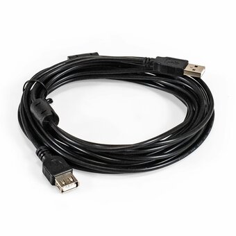  Удлинитель Exegate EX294765RUS USB 2.0 EX-CCFUSB2-AMAF-5.0F (Am/Af, позолоченные контакты, ферритовые кольца, 5м) 